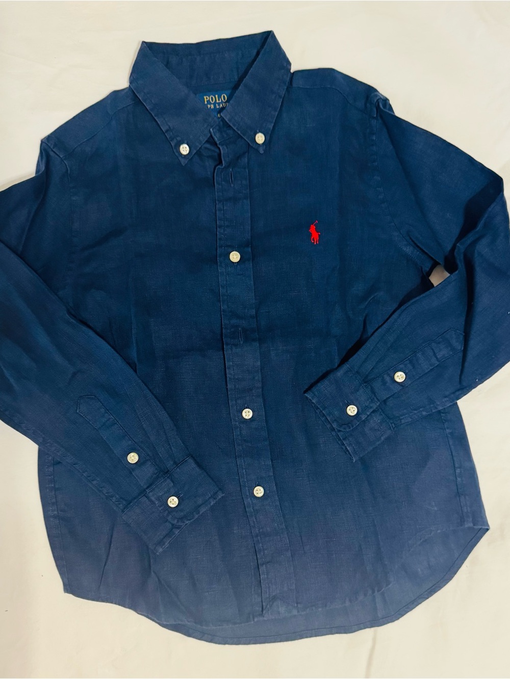 Polo by Ralph Lauren Navy Button-Down Shirt with Red Pony Embroidery